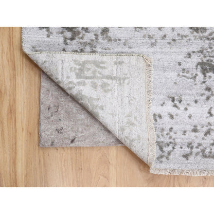 Transitional Wool & Pure Silk Hand Knotted Rug Grey No Border 6.0X9.0 -O058339