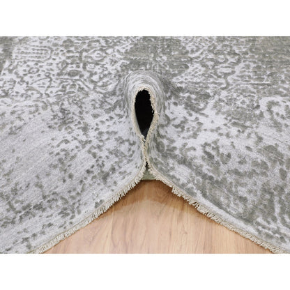 Transitional Wool & Pure Silk Hand Knotted Rug Grey No Border 6.0X9.0 -O058339
