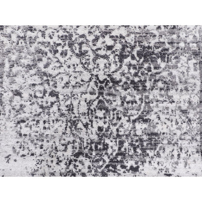 Transitional Wool & Pure Silk Hand Knotted Rug Grey No Border 3.0X5.0 -O058341