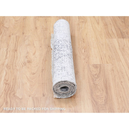 Transitional Wool & Pure Silk Hand Knotted Rug Grey No Border 3.0X5.0 -O058341