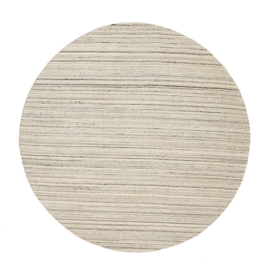 Hand-Loomed Wool Hand Loomed Rug Beige No Border 8.0X8.0 -O058350