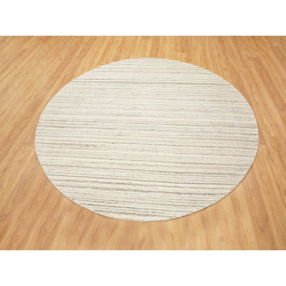 Hand-Loomed Wool Hand Loomed Rug Beige No Border 8.0X8.0 -O058350