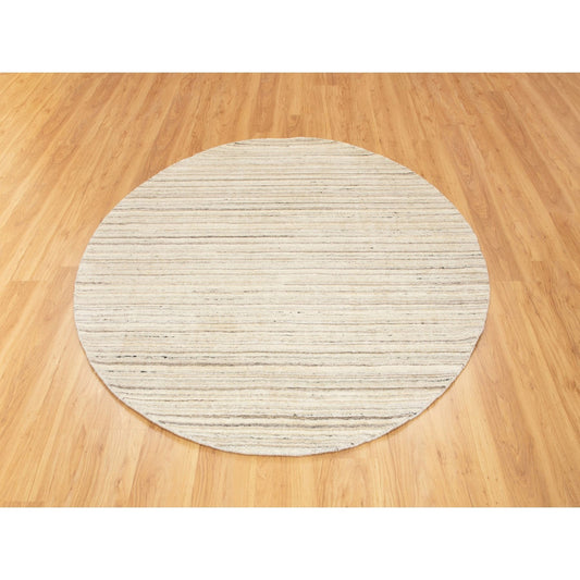 Hand-Loomed Wool Hand Loomed Rug Beige No Border 6.0X6.0 -O058353