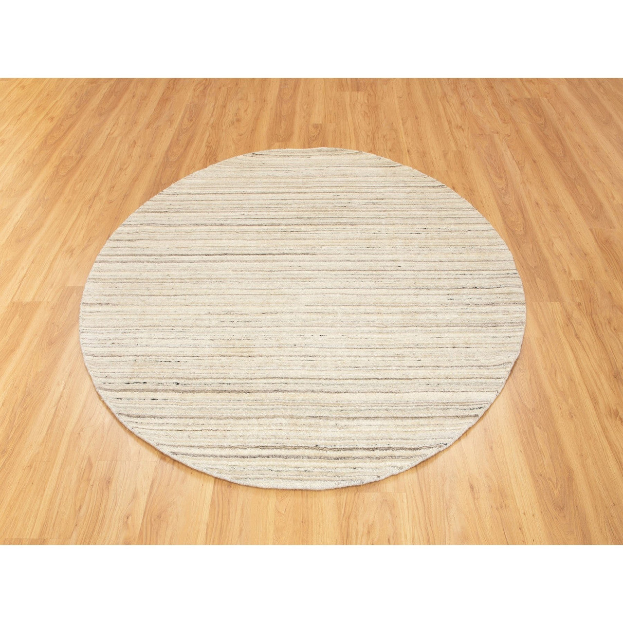 Hand-Loomed Wool Hand Loomed Rug Beige No Border 6.0X6.0 -O058354