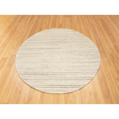 Hand-Loomed Wool Hand Loomed Rug Beige No Border 6.0X6.0 -O058354