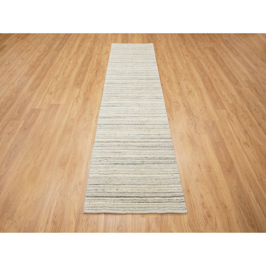 Hand-Loomed Wool Hand Loomed Rug Beige No Border 2.6X9.8 -O058358
