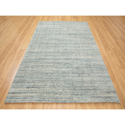 Modern and Contemporary Wool Hand Loomed Rug Green No Border 6.0X9.0 -O058391