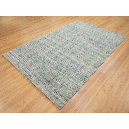 Modern and Contemporary Wool Hand Loomed Rug Green No Border 6.0X9.0 -O058391