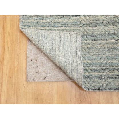 Modern and Contemporary Wool Hand Loomed Rug Green No Border 6.0X9.0 -O058391