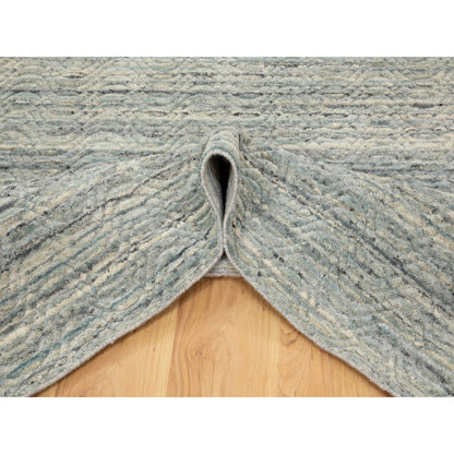 Modern and Contemporary Wool Hand Loomed Rug Green No Border 6.0X9.0 -O058391