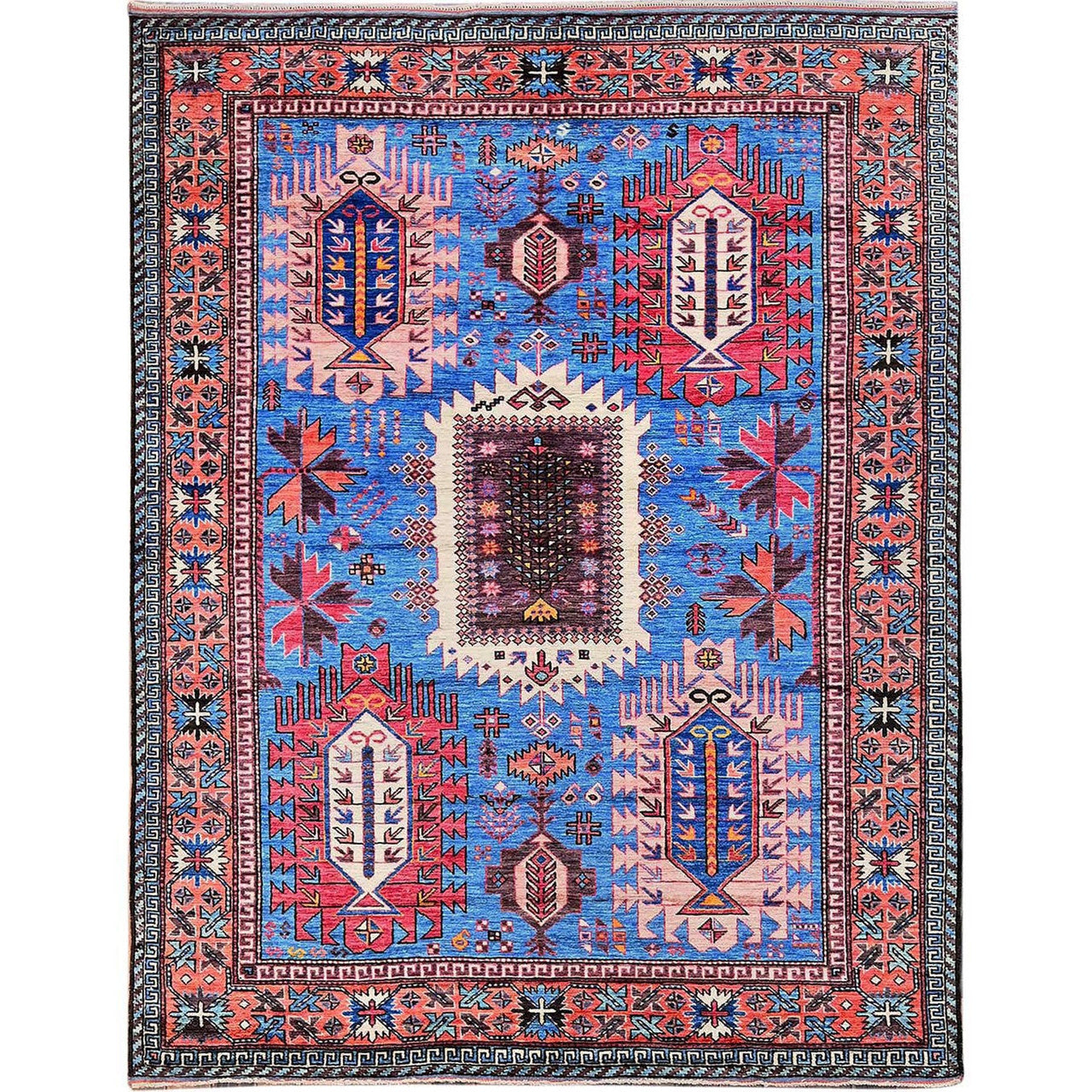 Kazak Wool Hand Knotted Rug Blue 6.0x7.8 -O0583