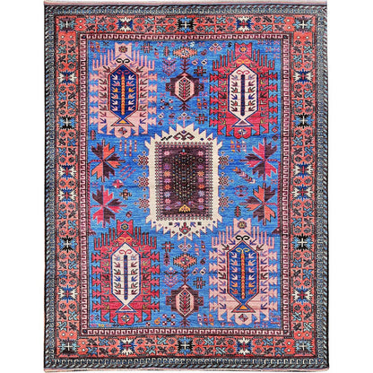 Kazak Wool Hand Knotted Rug Blue 6.0x7.8 -O0583