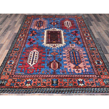 Kazak Wool Hand Knotted Rug Blue 6.0x7.8 -O0583