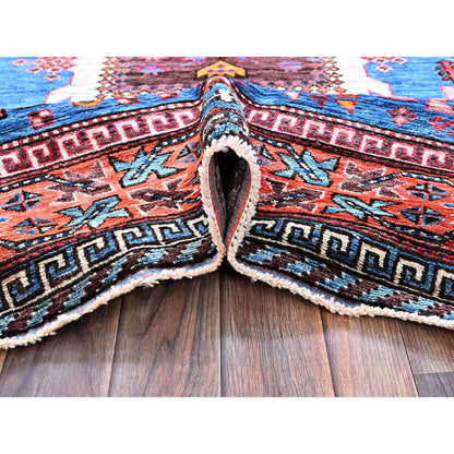 Kazak Wool Hand Knotted Rug Blue 6.0x7.8 -O0583