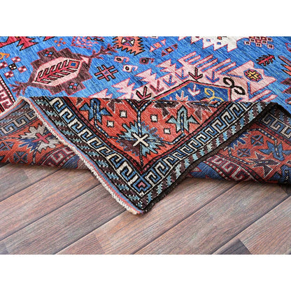 Kazak Wool Hand Knotted Rug Blue 6.0x7.8 -O0583