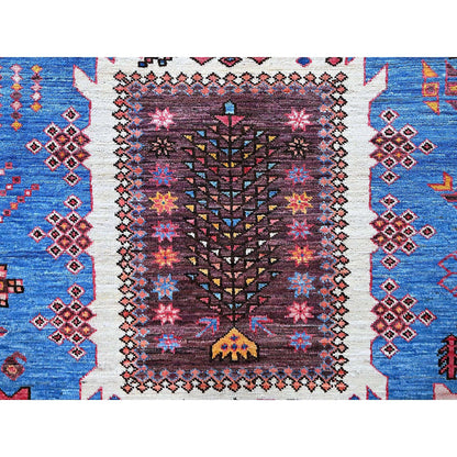 Kazak Wool Hand Knotted Rug Blue 6.0x7.8 -O0583