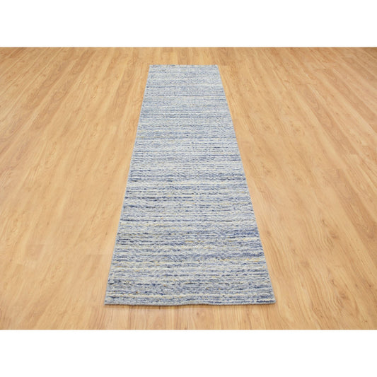 Modern and Contemporary Wool Hand Loomed Rug Grey No Border 2.6X9.9 -O058402