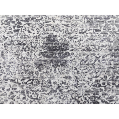 Transitional Wool & Pure Silk Hand Knotted Rug Grey No Border 6.2X6.2 -O058407