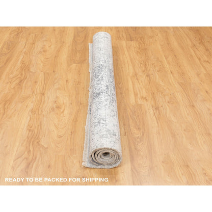 Transitional Wool & Pure Silk Hand Knotted Rug Grey No Border 6.2X6.2 -O058407