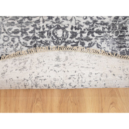 Modern and Contemporary Wool & Pure Silk Hand Knotted Rug Grey No Border 7.0X7.0 -O058408