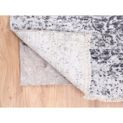Transitional Wool & Pure Silk Hand Knotted Rug Grey No Border 3.0X5.1 -O058416
