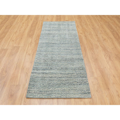 Modern and Contemporary Wool Hand Loomed Rug Green No Border 2.6X7.10 -O058421