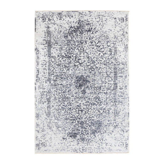 Transitional Wool & Pure Silk Hand Knotted Rug Grey No Border 6.0X9.2 -O058423