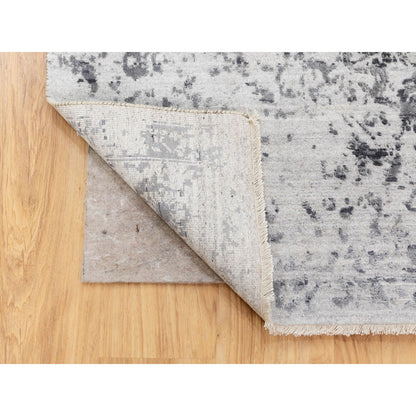 Transitional Wool & Pure Silk Hand Knotted Rug Grey No Border 6.0X9.2 -O058423
