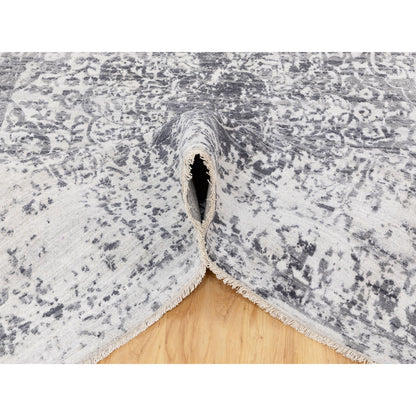 Transitional Wool & Pure Silk Hand Knotted Rug Grey No Border 6.0X9.2 -O058423