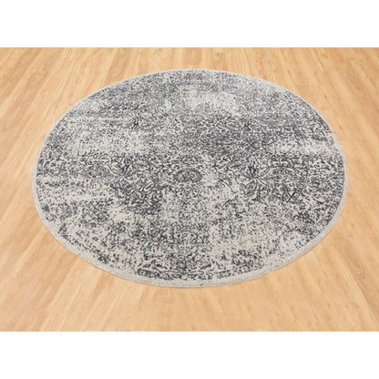 Modern and Contemporary Wool & Art Silk Hand Loomed Rug Grey No Border 5.10X5.10 -O058427