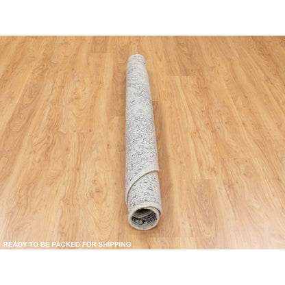 Modern and Contemporary Wool & Art Silk Hand Loomed Rug Grey No Border 5.10X5.10 -O058427