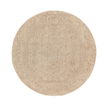 Modern and Contemporary Wool & Art Silk Hand Loomed Rug Beige No Border 5.9X5.9 -O058433