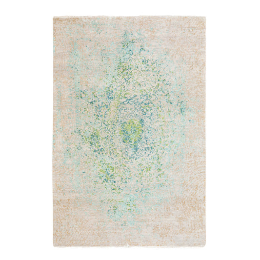 Wool and Silk Wool & Silk Hand Knotted Rug Ivory No Border 6.1X8.10 -O058437