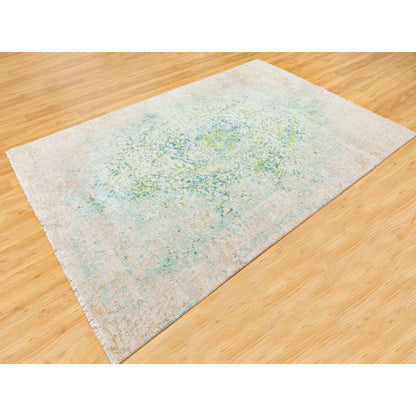 Wool and Silk Wool & Silk Hand Knotted Rug Ivory No Border 6.1X8.10 -O058437
