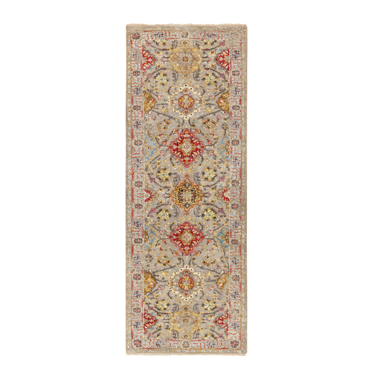 Transitional Wool & Pure Silk Hand Knotted Rug Grey No Border 2.8X7.10 -O058441