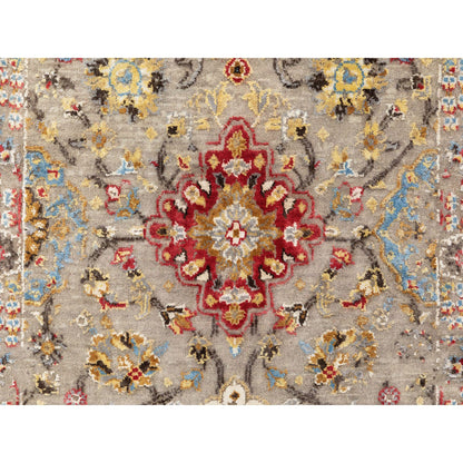 Transitional Wool & Pure Silk Hand Knotted Rug Grey No Border 2.8X7.10 -O058441