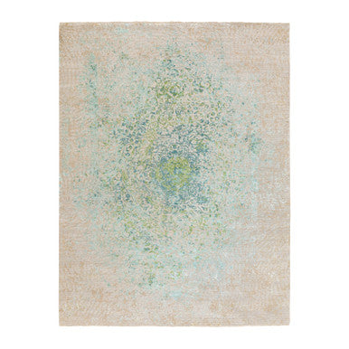 Wool and Silk Wool & Pure Silk Hand Knotted Rug Green No Border 9.0X12.0 -O058442
