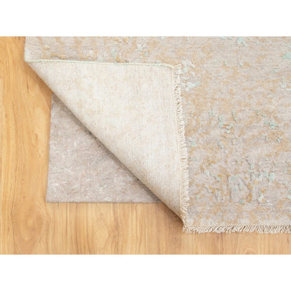 Wool and Silk Wool & Pure Silk Hand Knotted Rug Green No Border 9.0X12.0 -O058442