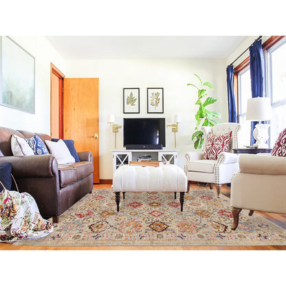 Transitional Wool & Pure Silk Hand Knotted Rug Grey No Border 6.1X9.0 -O058443