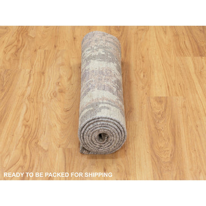 Modern and Contemporary Wool Hand Knotted Rug Grey No Border 2.8X9.7 -O058444