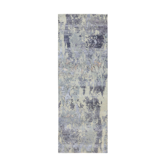 Modern and Contemporary Wool Hand Knotted Rug Grey No Border 2.8X7.10 -O058446