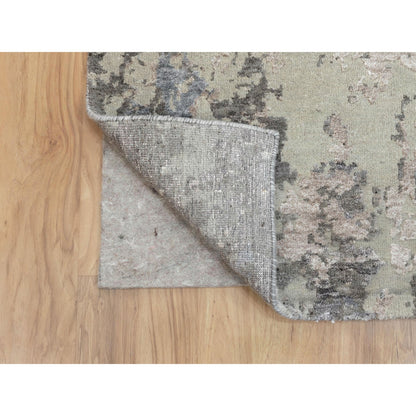 Modern and Contemporary Wool & Silk Hand Knotted Rug Grey No Border 2.8X10.0 -O058448