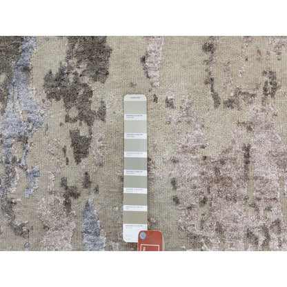 Modern and Contemporary Wool & Silk Hand Knotted Rug Grey No Border 2.8X10.0 -O058448