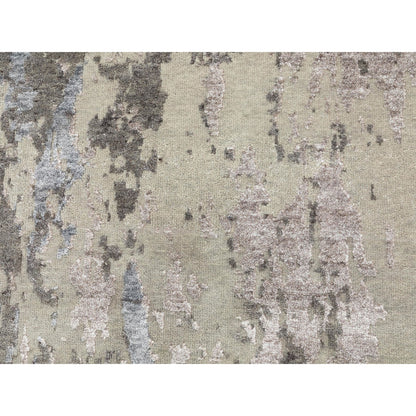 Modern and Contemporary Wool & Silk Hand Knotted Rug Grey No Border 2.8X10.0 -O058448