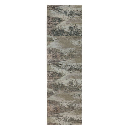 Modern and Contemporary Wool & Silk Hand Knotted Rug Grey No Border 2.8X9.10 -O058452