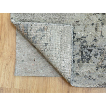 Modern and Contemporary Wool & Silk Hand Knotted Rug Grey No Border 2.8X9.10 -O058452