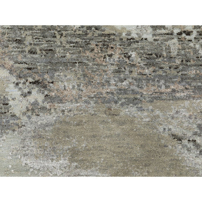 Modern and Contemporary Wool & Silk Hand Knotted Rug Grey No Border 2.8X9.10 -O058452