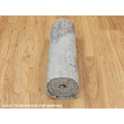 Modern and Contemporary Wool & Silk Hand Knotted Rug Grey No Border 2.8X9.10 -O058452