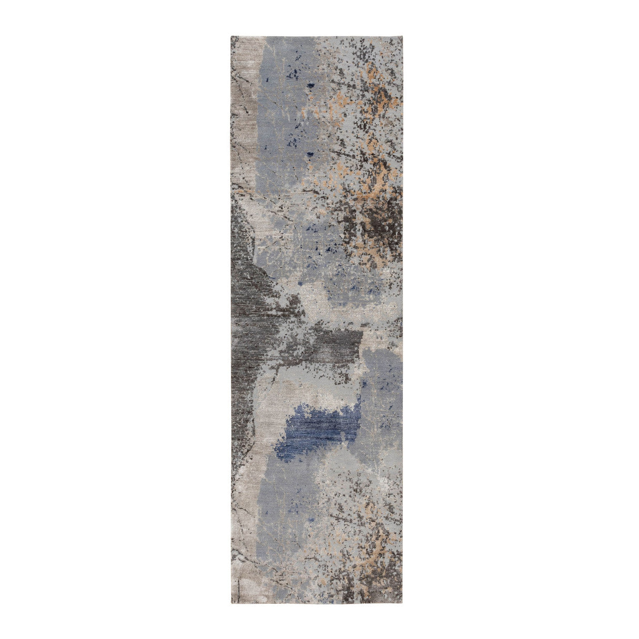 Modern and Contemporary Wool & Silk Hand Knotted Rug Grey No Border 2.9X9.8 -O058455