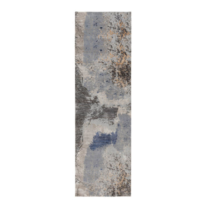 Modern and Contemporary Wool & Silk Hand Knotted Rug Grey No Border 2.9X9.8 -O058455
